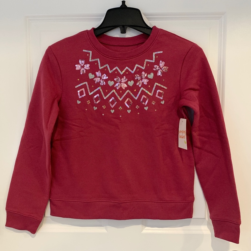 Girls Sequins Crewneck Pullover Sweatshirt 10